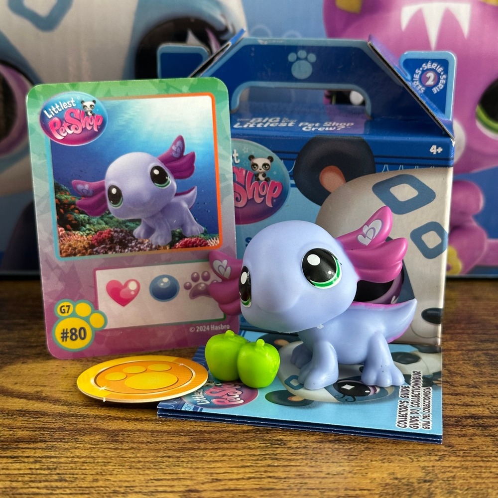 New NIB Littlest Pet Shop LPS 80 Axolotl Blue Purple Accessory Card Box Set